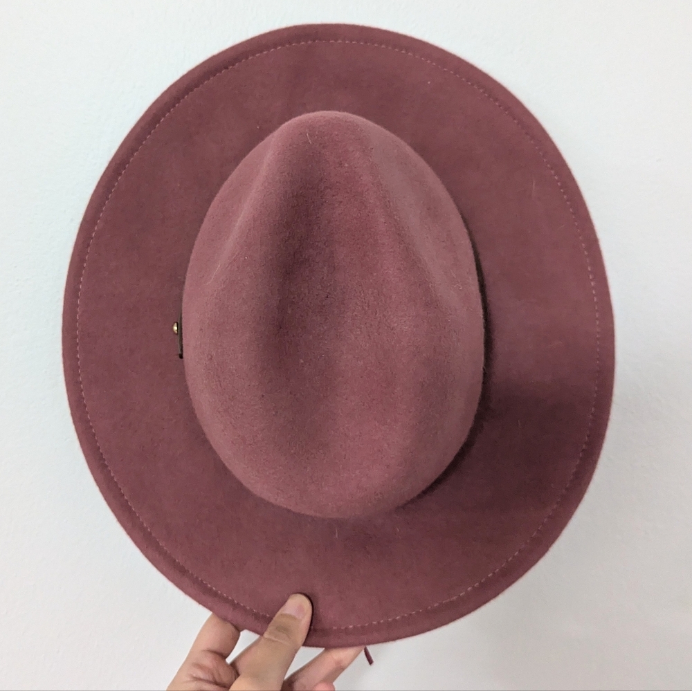 Free People Wythe Leather Band Felt Wool Hat Metal Stud Pink One Size - Picture 6 of 9